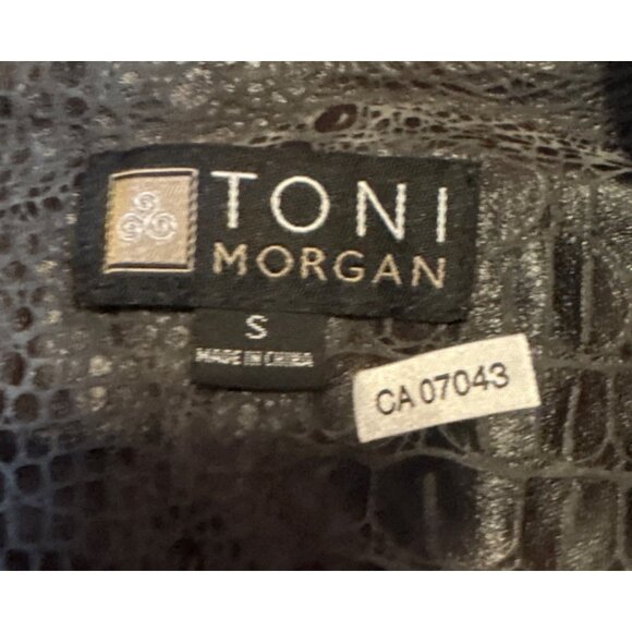 Toni Morgan Jacket Womens SM Faux Croc Print Button Up Black & Gray - Picture 2 of 7